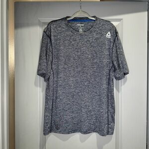 Reebok Workout T-Shirt Men’s Size L Blue Striped Speedwick Athletic Crew Top